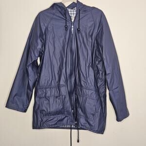 Rain Slicks by MTC Mens Rain Coat, Blue, Fully Lined, Hooded, Sz XL